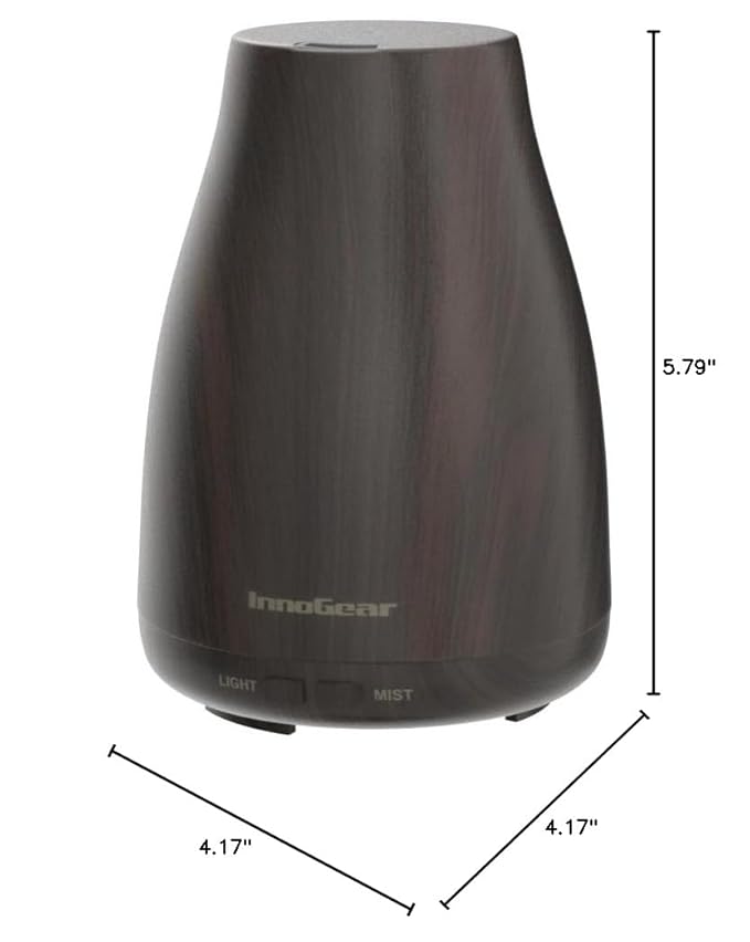 InnoGear Essential Oil Diffuser with Oils, 100ml Aromatherapy Diffuser with 6 Essential Oils Set, Aroma Cool Mist Humidifier Gift Set, Dark Wood Grain-BubblyBeeBaby