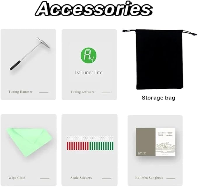 Kalimba Thumb Piano, 21 Keys, Musical Instruments Gift Set with Tune Hammer, Music Book, Carrying Bag-BubblyBeeBaby