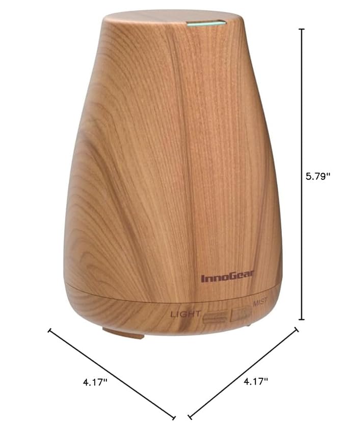 InnoGear Essential Oil Diffuser with Oils, 100ml Aromatherapy Diffuser with 6 Essential Oils Set, Aroma Cool Mist Humidifier Gift Set, Yellow Wood Grain-BubblyBeeBaby