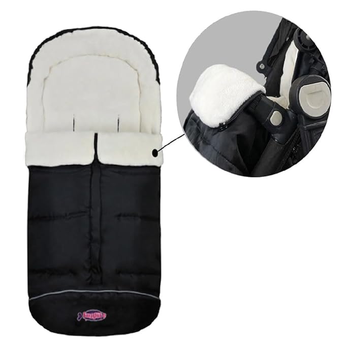 German Designed Universal Stroller Footmuff, 5 Way Zippers Style for Baby Easy in & Out of Water Repellent Winter Stroller Bunting Bag, Height/Temperature Adjustable Anti-Kick Stroller Sleeping Bag-BubblyBeeBaby