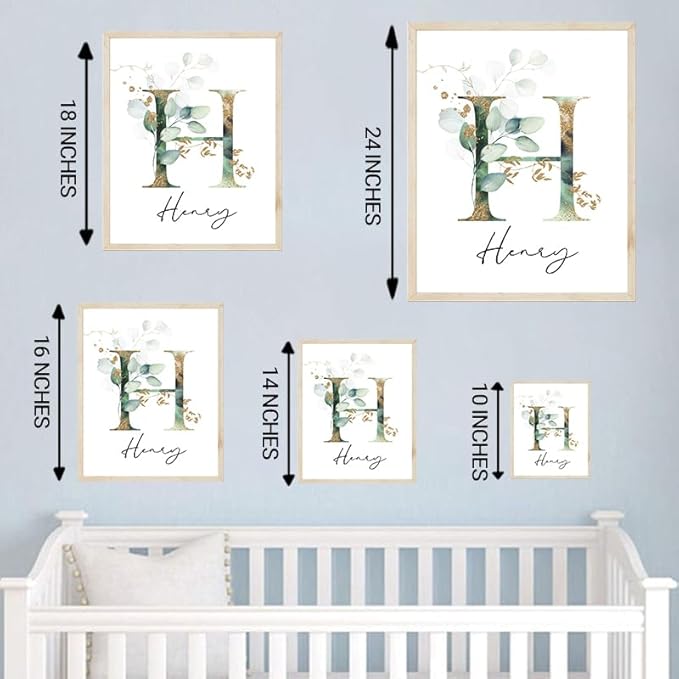 IZI POD Personalized Wooden Name Sign, Floral Monogram Nursery, Eucalyptus tree, Nursery Name Sign Boho Floral Pattern, Baby Name Sign, Wooden name signs for nursery, Wildflower Decor gift/16-BubblyBeeBaby