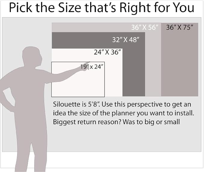 18" x 24" Sky Blue Horizontal 30-Day Dry-Erase Task, Goals and Objective 1-Month erasable Wall Planner Calendar. Complete with Fine Tip Dry-Erase Marker and Eraser-BubblyBeeBaby