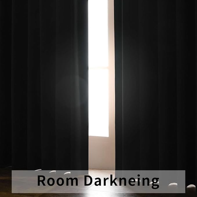Joydeco Blackout Curtains 84 Inch Long for Bedroom, Thermal Insulated Black Out Curtains 2 Panels Set, Room Darkening Drapes for Living Room Window (W52 x L84 Inch, Khaki)-BubblyBeeBaby