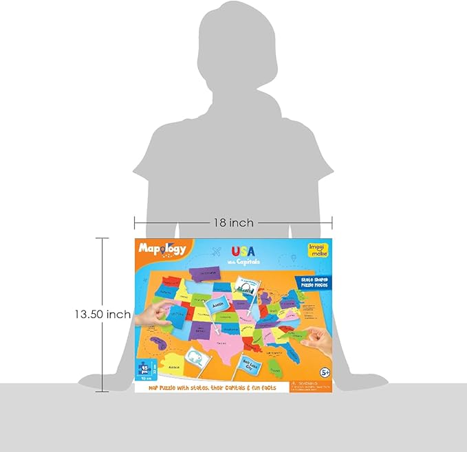 Imagimake Mapology USA Map with Capitals | Learning States and Capitals | US Geography Toys for Ages 8-13 | Jigsaw Puzzles for Kids Ages 8-10 | Educational Back to School Gifts for Kids Age 5-7 & 9-12-BubblyBeeBaby