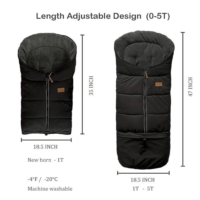 funlife Universal Stroller Bunting Bag for 0-5T with Length Extension,Ultra Soft Waterproof Outdoor Sleeping Bag with Hoodie,Warm Winter Stroller Blanket for Infant Toddler-BubblyBeeBaby