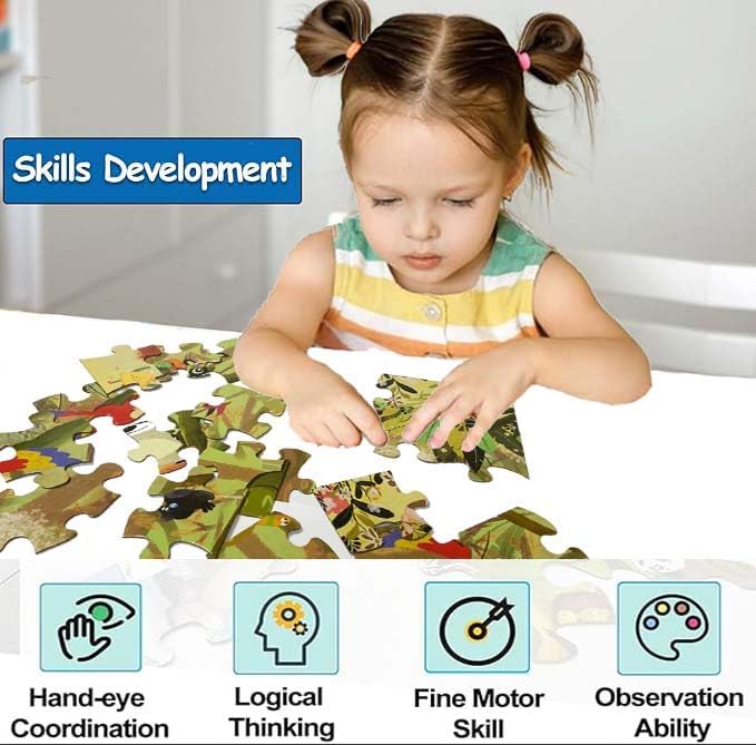 Jumbo Floor Puzzle for Kids, Large Jigsaw Puzzles 35 Piece for Kids Ages 3-5,Preschool Learning & Education Toys, Gifts for 4-8 Year Old Boys and Girls (Forest Animals 2)-BubblyBeeBaby