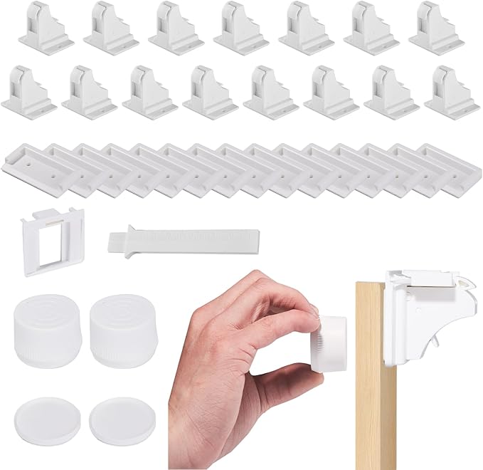 15 Pack Magnetic Cabinet Locks Baby Proofing - Safeasy Child Safety Latches for Cabinets, Drawers & Cupboards - Quick-Adhesive Installation (15 Locks + 2 Keys)-BubblyBeeBaby