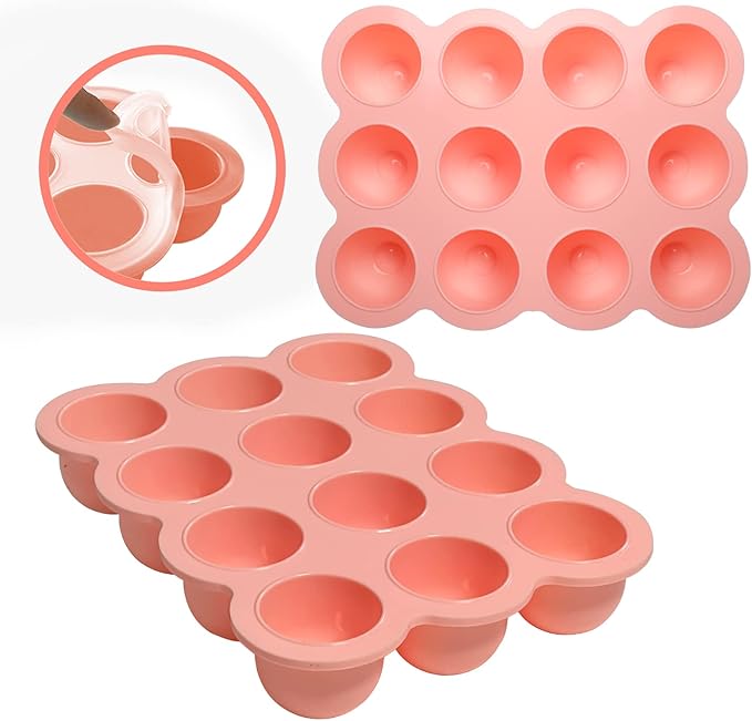 12x1.5oz Baby Food Freezer Tray with Clip Lid Gossamer Pink | Food Grade Silicone Storage Containers for Purees & Vegetables-BubblyBeeBaby