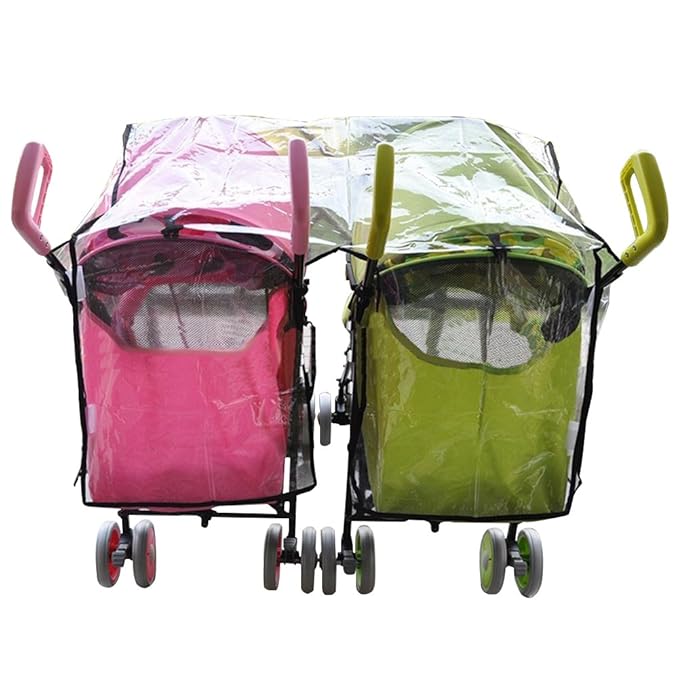 Aligle Twin Stroller Raincoat Universal Size Side by Side Stroller Weather Shield, Baby Rain Cover/Wind Shield-BubblyBeeBaby