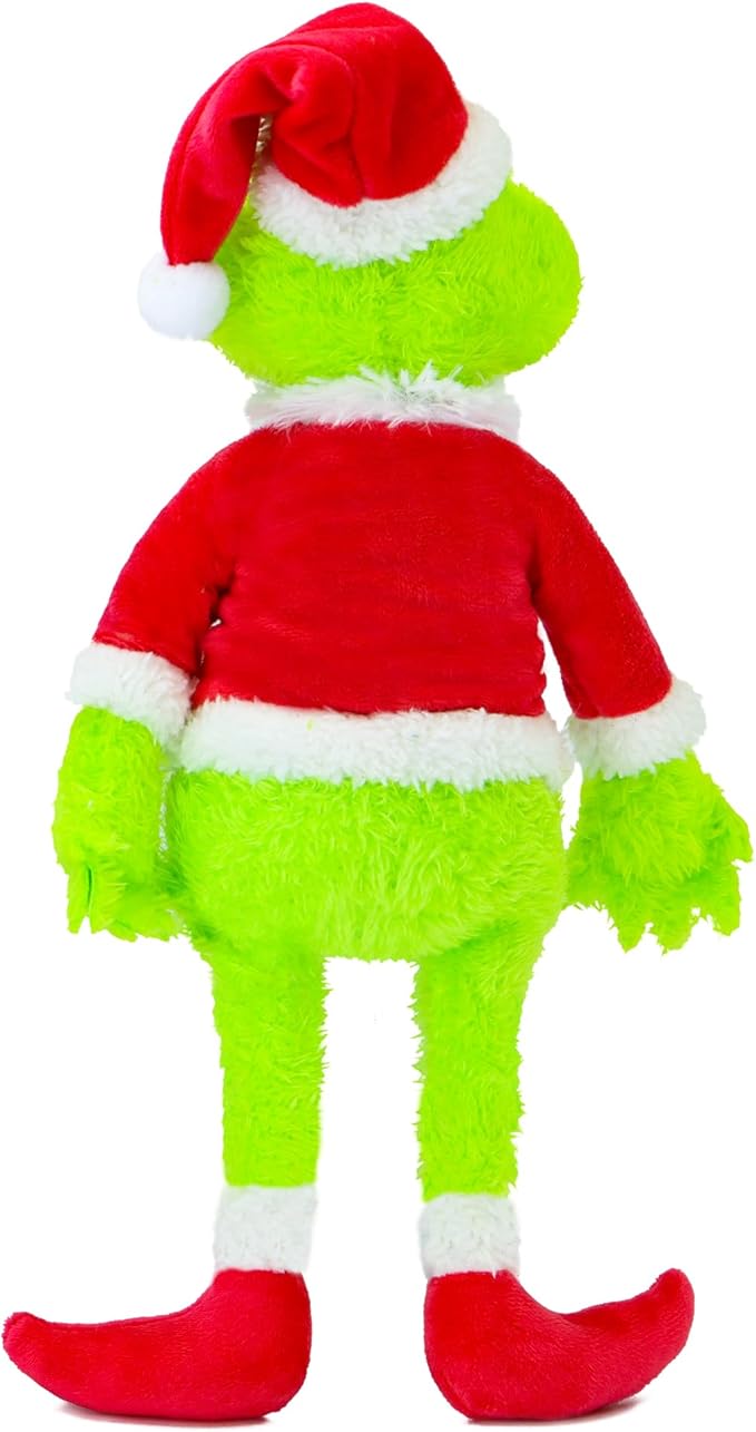 11.8-Inch Green Christmas Plush Toy, Mischievous Holiday Figure Who Loves Stealing Gifts, Perfect for Kids, Cute Christmas Decoration for Homes and Trees-BubblyBeeBaby