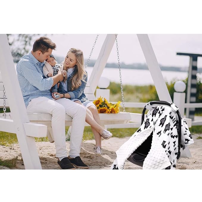 TANOFAR Carseat Covers Baby Boy & Girl, Peekaboo Opening Infant Car Seat Cover for Winter, Warm & Cozy, Bear-BubblyBeeBaby