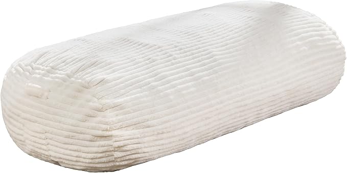 Hobestluk 6FT Bean Bag Chairs Adult Bean Bag with Portable Handle Comfy Large Bean Bag Lounge Chair with Removable Cover for Living Room Bedroom (Stripe White, 6FT)-BubblyBeeBaby