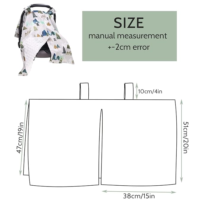 TANOFAR Car Seat Cover Baby, Carseat Covers Baby Boy Girl, Peekaboo Opening Infant Car Seat Cover for Winter, Warm & Cozy, Adventure Mountain-BubblyBeeBaby