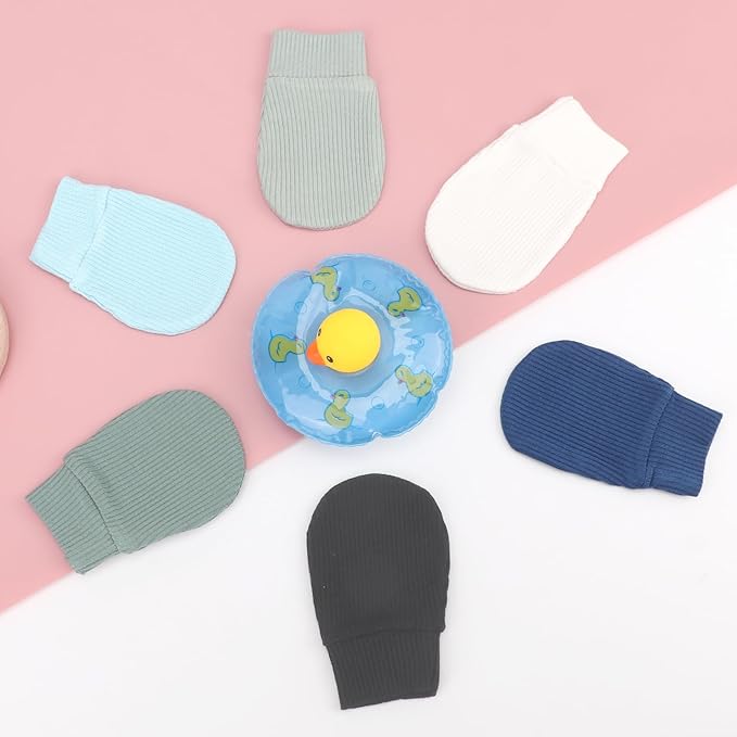 BQUBO 6 Pairs Newborn Baby Boys Girls Mittens 0-6 Months Unisex-Baby Infant Mittens Elastic No Scratch Wrist Gloves-BubblyBeeBaby
