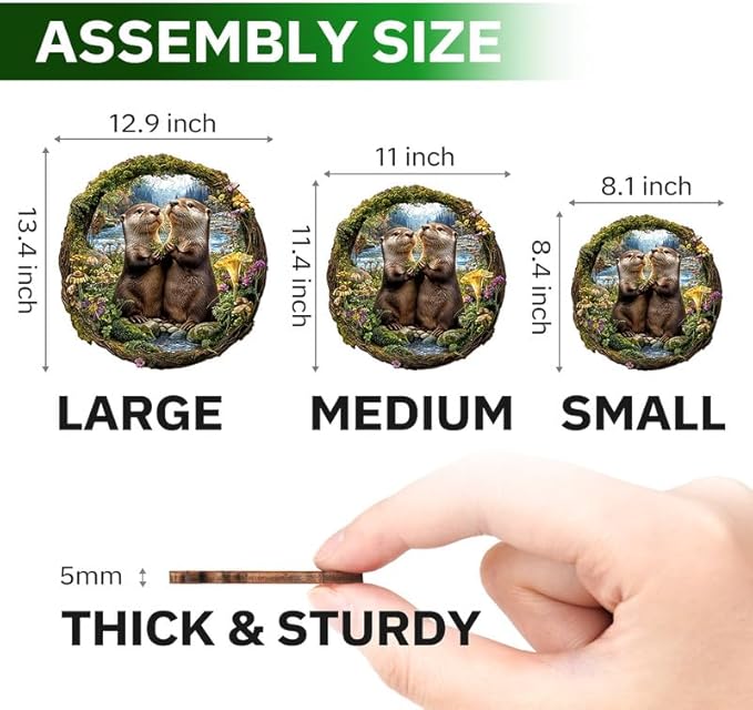 Jigfoxy Wooden Puzzles for Adults, Otter Couple Wood Puzzles Adult, Unique Animal Shape Wooden Jigsaw Puzzles for Adults, Birthday Gifts for Puzzle Lovers Family Friend (S-8.1 * 8.4in-102pcs)-BubblyBeeBaby