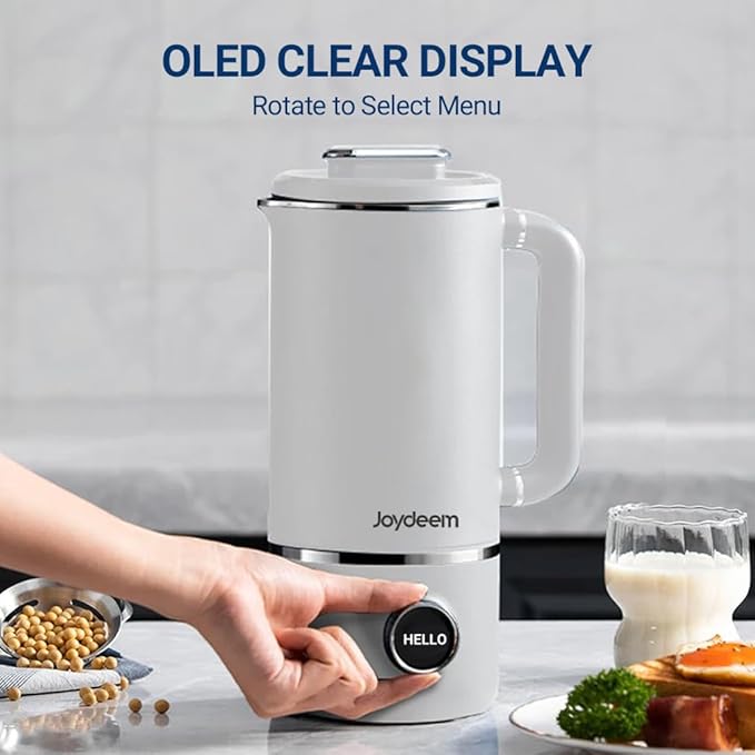 Joydeem JD-PB8200 Compact Blender with 10 Menus, Quiet Cooking Blender for Soymilk, Paste & Juice, 304 Stainless Steel, 12H Preset, 600ml-BubblyBeeBaby