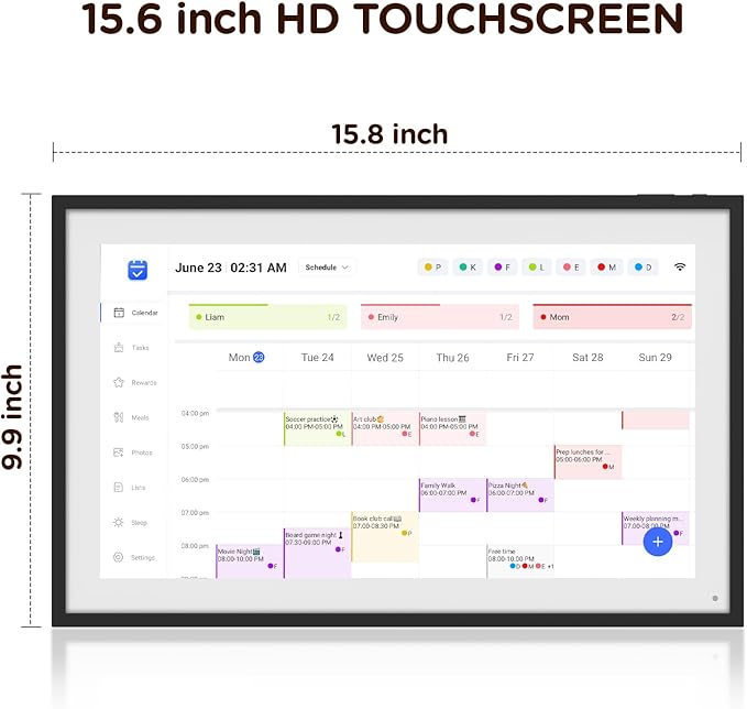 15.6 Inch Digital Calendar, Wall Electronic Desk Calendar, Full HD 1920 * 1080P IPS Touchscreen Interactive Display for Family Meal Planner Support - Streamline Household Organization-BubblyBeeBaby