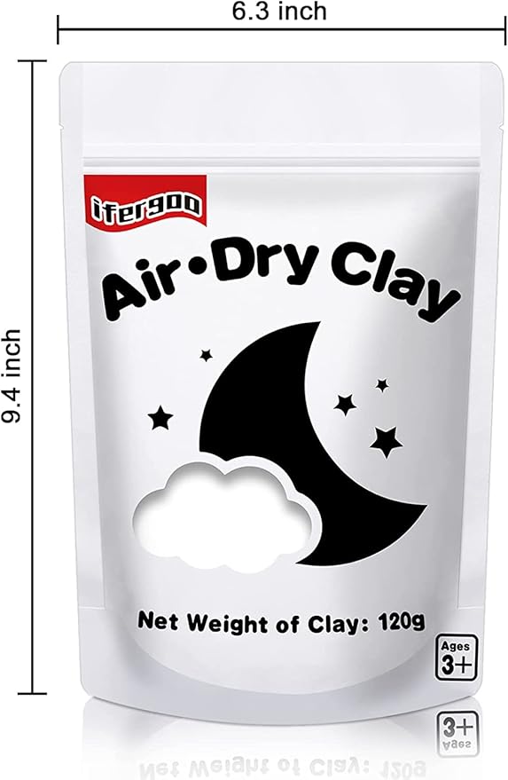 ifergoo White Air Dry Clay, Modeling Clay for School Art & Craft Project. Refill White Clay for Kids Age 3-12, Boys and Girls Gift-BubblyBeeBaby