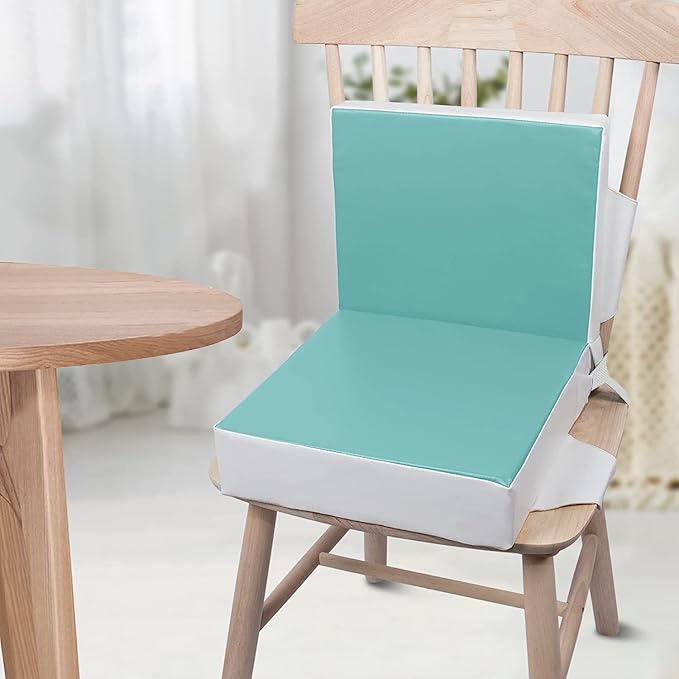 Kalawen Toddler Booster Seat for Dining Table, Upgraded 2Pcs PU Washable Straps Safety Buckle Kids Booster Seat for Table, Portable Travel Increasing Cushion for Chair-BubblyBeeBaby
