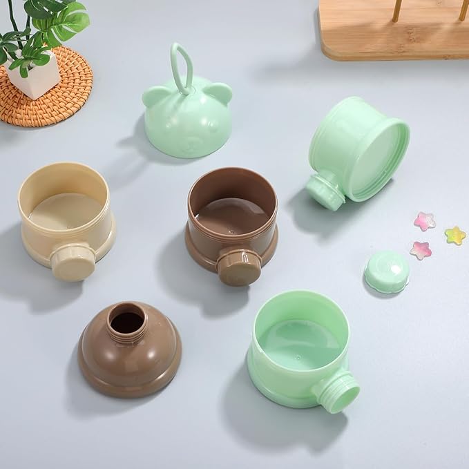 IMIKEYA Stackable Formula Dispenser - 4-Layer Milk Powder Container for Travel Light Green-BubblyBeeBaby