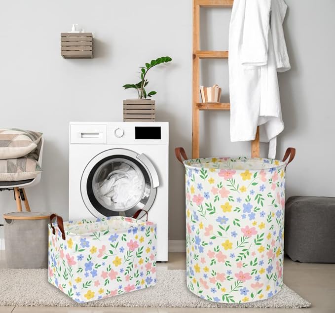 HIYAGON Kids Storage Basket Baby Girl Basket Gift Baskets Empty Cute Toy Storage Bin Organizer Box Rectangular Bedroom Decor Books(Flower)-BubblyBeeBaby