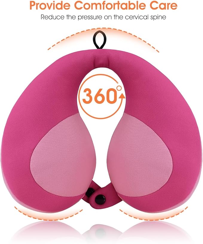 INFANZIA Kids Chin Supporting Travel Neck Pillow, Helps Support Head and Neck, Comfortably Designed for Head, Neck, and Chin Support - Gifts for Toddler/Child/Kids, Pink-BubblyBeeBaby