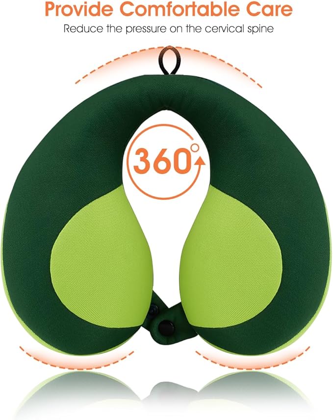 INFANZIA Kids Chin Supporting Travel Neck Pillow, Helps Support Head and Neck, Comfortably Designed for Head, Neck, and Chin Support - Gifts for Toddler/Child/Kids, Green-BubblyBeeBaby