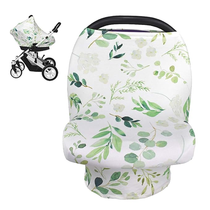 Nursing Cover Breastfeeding Scarf, Car Seat Covers for Babies Infant Carseat Canopy, Stretchy Soft Breathable Multi-Use Cover Ups for Stroller High Chair Shopping Cart, Baby Essentials for Summer-BubblyBeeBaby