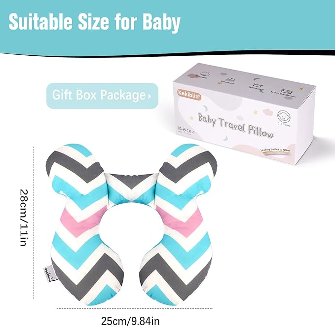 KAKIBLIN Baby Head Pillow,Support Pillow, Baby Travel Pillow for Head and Neck, Babies Neck Pillows for Car Seat,Pushchair,Travel(Wave)-BubblyBeeBaby