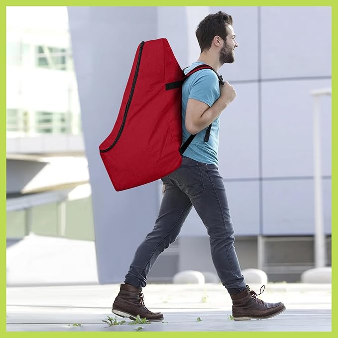 Padded Car Seat Travel Bag for Airplane, Heavy Duty Backpack for Air Travel, Water-Resistant Carrier with Shoulder Strap, Fits Most Car Seats (Red)-BubblyBeeBaby