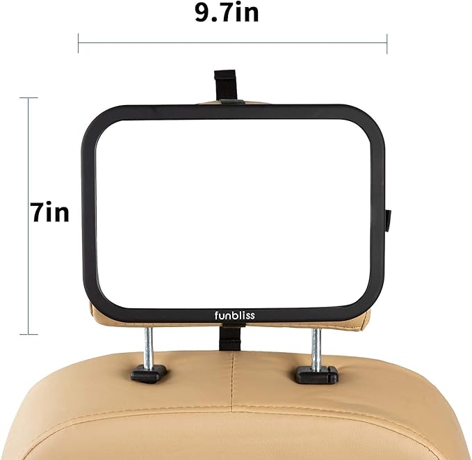 Funbliss Rear Facing Car Seat Mirrors - Shake-proof & Shatterproof Baby Car Mirror for Backseat - Clear Wide View, Easy Install, 2 Pack for Multiple Kids-BubblyBeeBaby