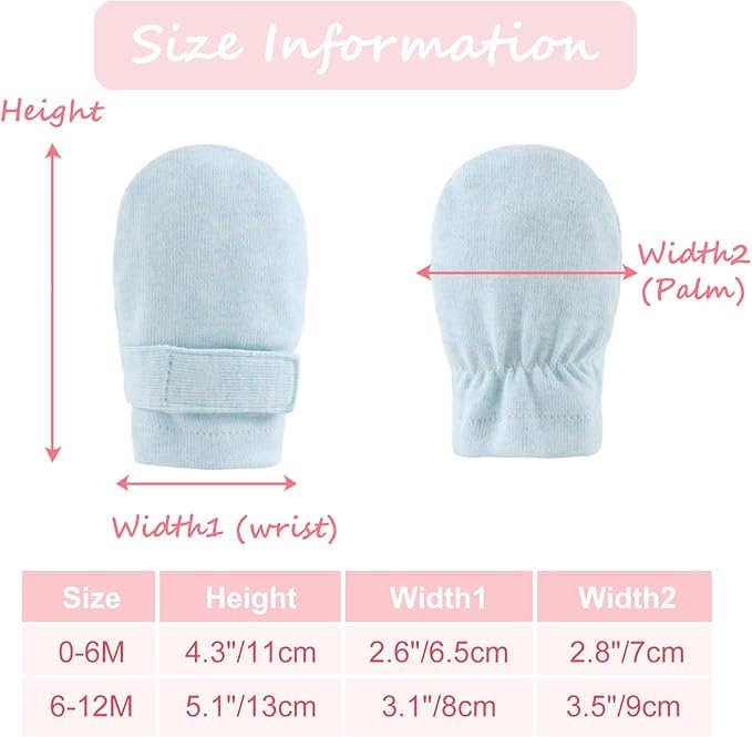 Newborn Baby Mittens Infant No Scratch Gloves Cotton Mitts for Baby Girls Boys-BubblyBeeBaby