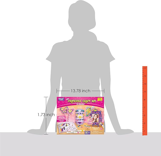 Imagimake Princess Craft Kit | 10 Mess-Free DIY Activities | Bracelet Making Kit, Unicorn Pouch, Butterfly Wands & Photo Frame | Girls Toys Age 6-8 | 5,6,7,8,9,10,11,12 Year Old Girl Birthday Gifts-BubblyBeeBaby