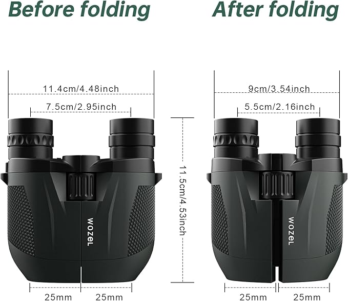 10-30x25 Small Compact Binoculars for Adults - WOZEL High Powered Zoom Binoculars for Bird Watching Hunting Hiking Travel Sports - Lightweight Binocular with Large & Bright Field of View for Kids-BubblyBeeBaby