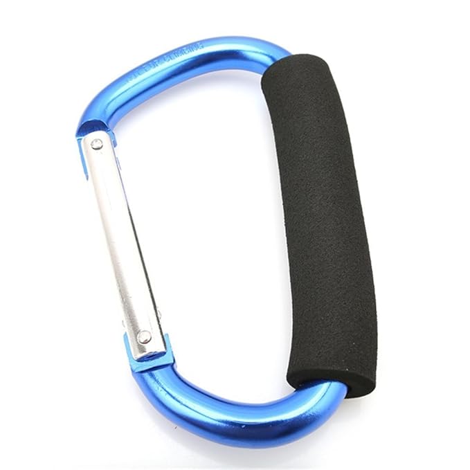 Large Stroller Hooks for Mommy, 2 pcs Carabiner Stroller Hook Organizer for Hanging Purses, Diaper Bag, Shopping Bags. Clip Fits Single/Twin Travel Systems, Car Seats (Blue+Purple)-BubblyBeeBaby