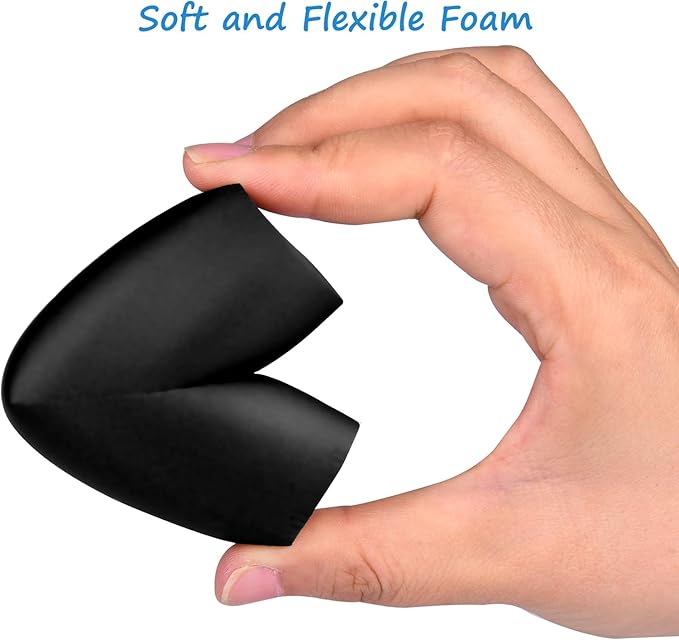 12-Pack Corner Protectors Baby Proof, Furniture Corner and Edge Safety Bumpers, Soft Rubber Foam Cushion Covers, 3M Taped Corner Guards, Baby Child Proofing Pads, Table Corner Protectors, Black-BubblyBeeBaby
