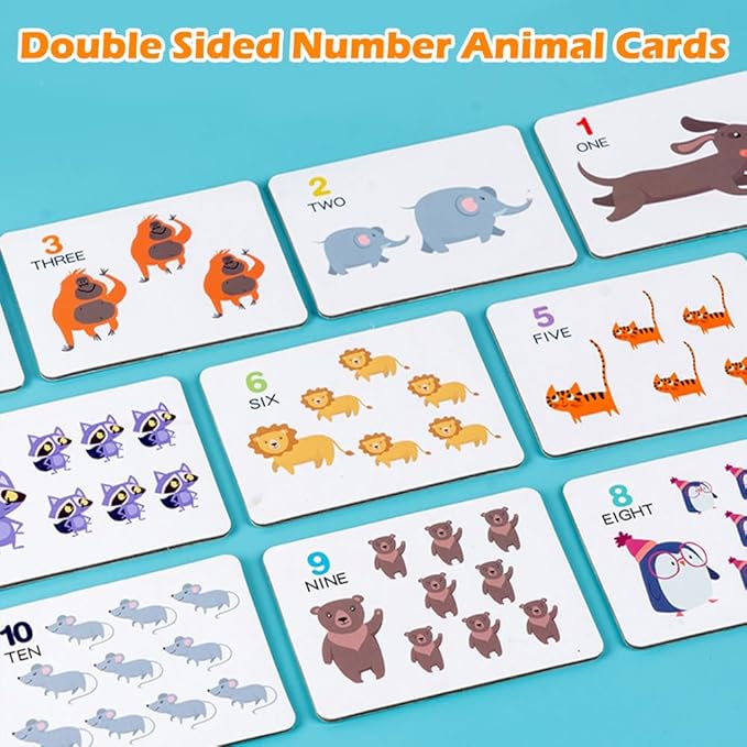 Montessori Arithmetic Math Toy Set, Toddler Wooden Montessori Toys for 2 3 4 5 6 Years Old, Number Cognitive Clip Bead Matching Game, Boy Girl Birthday Gift-BubblyBeeBaby