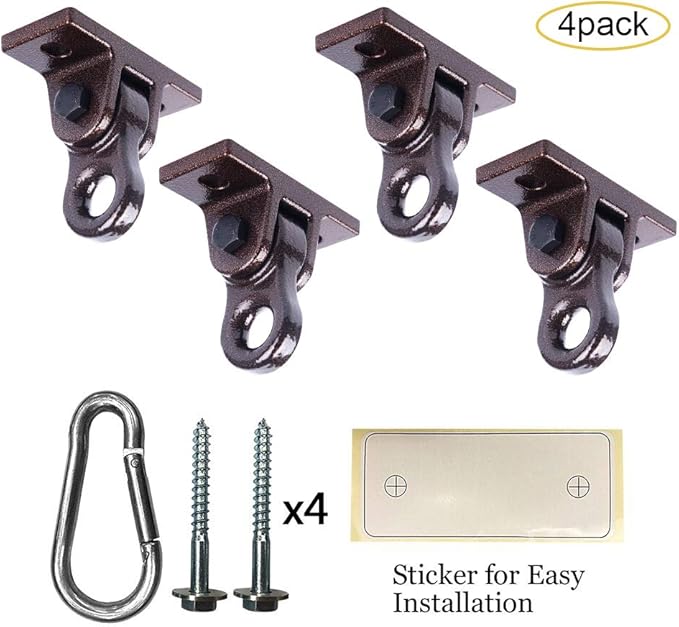 Heavy Duty Bronze Swing Hangers Screws Bolts Included Over 5000 lb Capacity Playground Porch Yoga Seat Trapeze Wooden Sets Indoor Outdoor (4 Pack)-BubblyBeeBaby