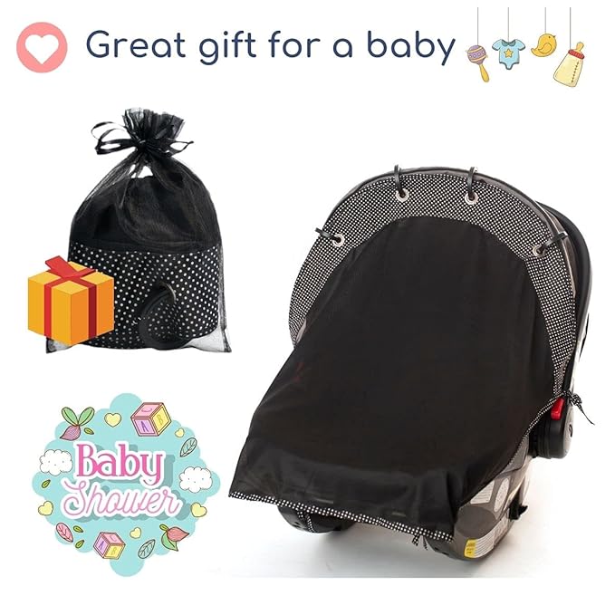 Stroller Sun Shade - Universal UV Protection Cover for Strollers Sunshade with See Through, Clip-On Sun Blocker, Sun Shield for Baby, Breathable Adjustable Fit, Full Coverage, Medium-BubblyBeeBaby