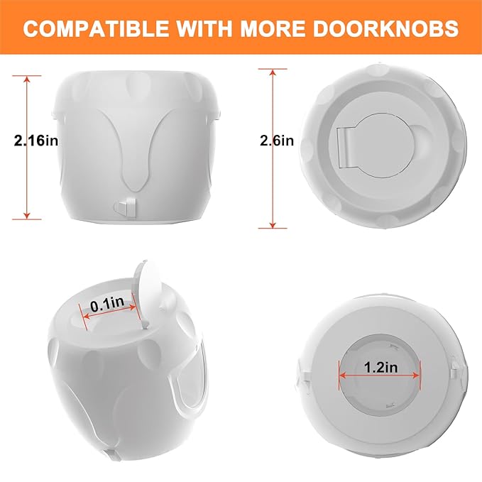 Innovative Door Knob Safety Cover for Kids (4 Pack) New Hidden Holes Covers and Lockable Design Babyproof Door knob Handle Cover - No Screwdriver or Tools Needs-BubblyBeeBaby