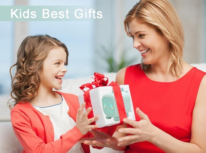 Kids Alarm Clock Girls Green Dinosaur Alarm Clocks with Night Light Bluetooth Digital Alarm Clock for Kids Girls Children-BubblyBeeBaby