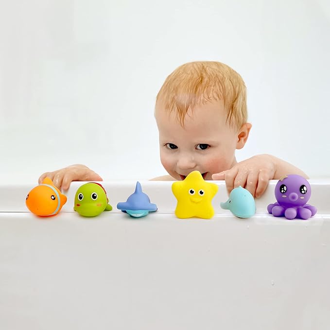 Hely Cancy Infant Bath Toys for 18 Months - No Hole Animal Bathtub Toys, Baby Bath Tub Toys-BubblyBeeBaby