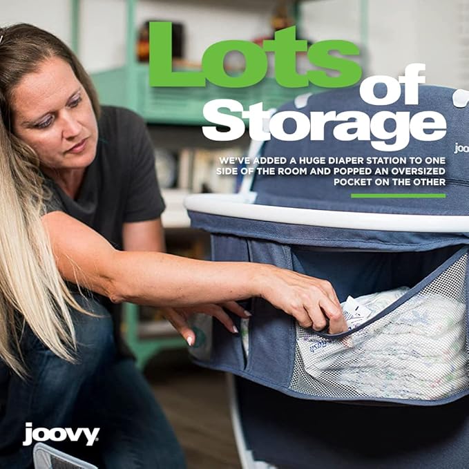 Joovy Room-Playard, Nursery Center, Bassinet, Changing-Table, Charcoal-BubblyBeeBaby