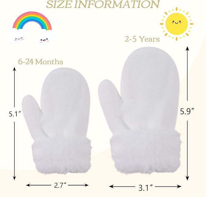 PESAAT Baby Girl Mittens Fleece Toddler Boy Mittens Warm Kids Winter Gloves Unisex Cold Weather Baby Gloves-BubblyBeeBaby
