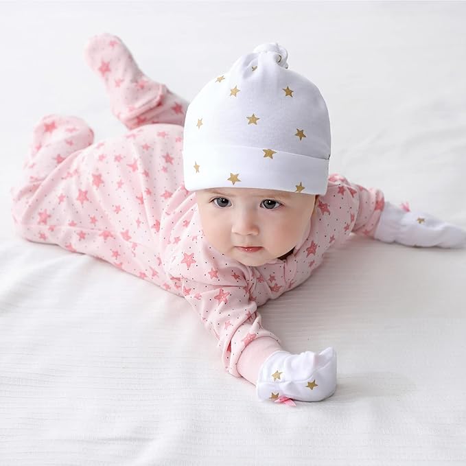 Newborn Baby Boy Girl Caps Mittens Socks Set Cotton Baby Essentials Accessories (Hats+Gloves+Socks)-BubblyBeeBaby