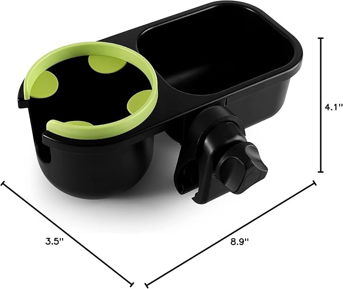 Accmor Stroller Cup Holder with Tray, Universal Cup Holder, Bike Bottle Holder, 361° Rotatable Large Caliber Drinks Holder for Stroller, Bike, Wheelchair, Walker-BubblyBeeBaby
