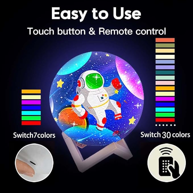 HOLA Paint Your Own Moon Lamp Kit, 2025 Update USB Rechargeable Remote Control, DIY Arts Supplies and Crafts Kit, Ages 6 7 8 9 10 11 12 13 Year Old Girls Boys Kids Birthday Gifts-BubblyBeeBaby