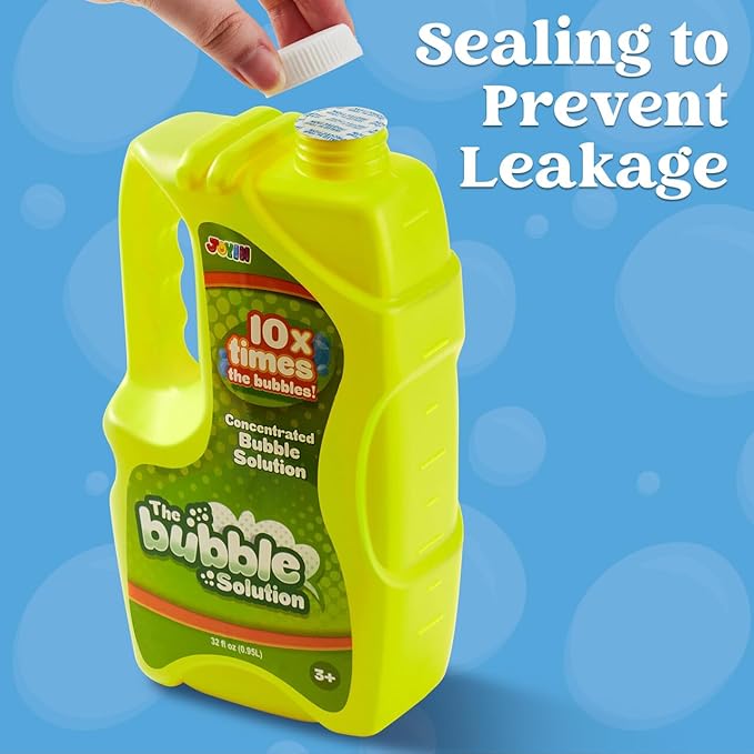 JOYIN 32 oz Bubble Solution Refills (Close to 1L/ 2.5 Gallon), Concentrated Solution for Bubble Machine, Wands, Blower, Easter (Yellow)-BubblyBeeBaby