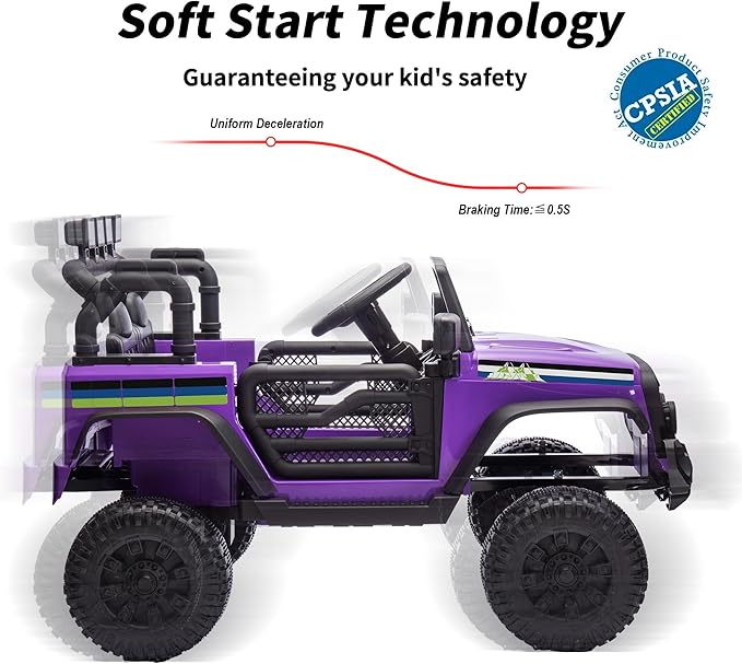 24V Kids Ride on Car, Kids Electric Vehicles Car Ride on Toy Truck for Toddlers w/Remote Control, 400W Motor - Purple-BubblyBeeBaby