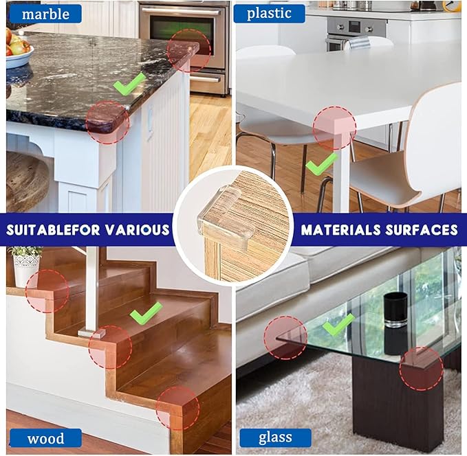 24 Pack Corner Protector for Baby, Corner Guards Corner Protectors for Furniture for Table Edges & Sharp Corners- Baby Proofing (L Shape+Round Shape)-BubblyBeeBaby